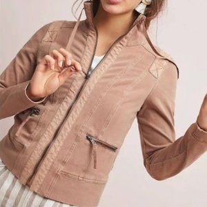 Marrakech Anthropologie Ashland Zip Up Moto Jacket in Dusty Pink/Beige - Size S